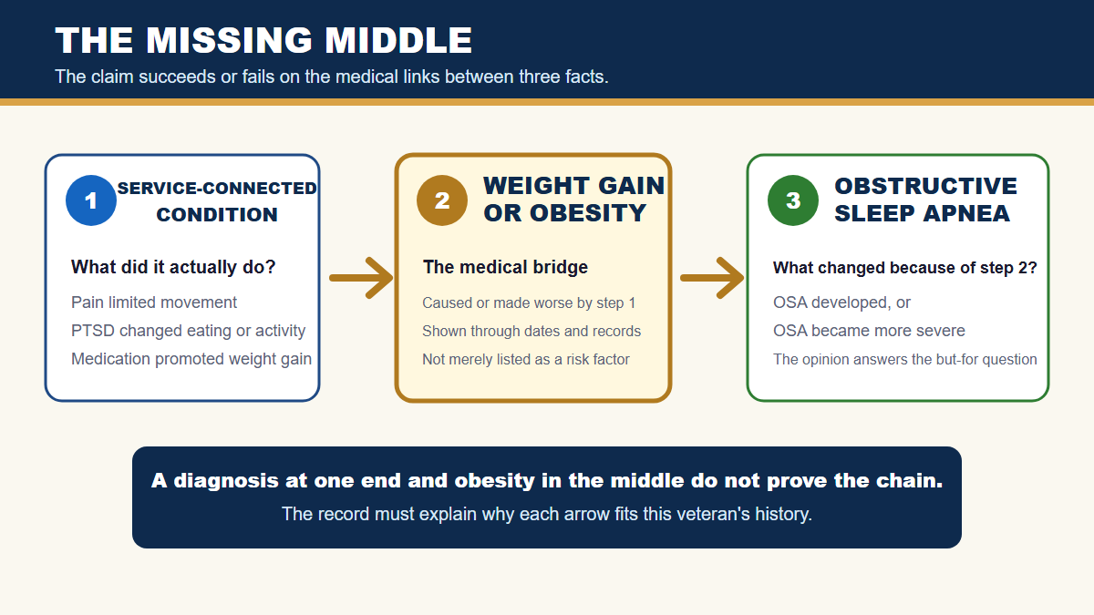 The three-link OSA weight-gain chain