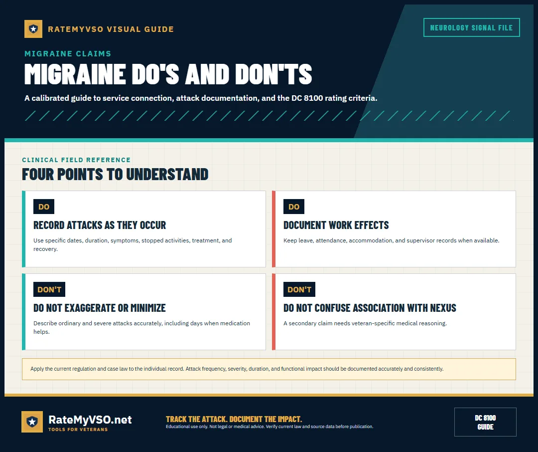 Four practical rules for logs, work records, accuracy, and medical nexus.