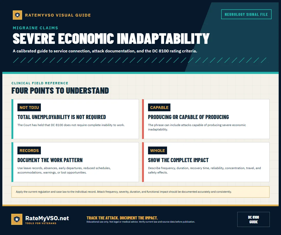 Work-impact guide explaining that total unemployability is not required.