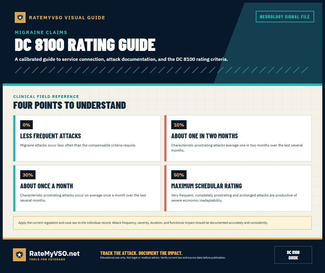 Migraine rating levels at 0, 10, 30, and 50 percent.
