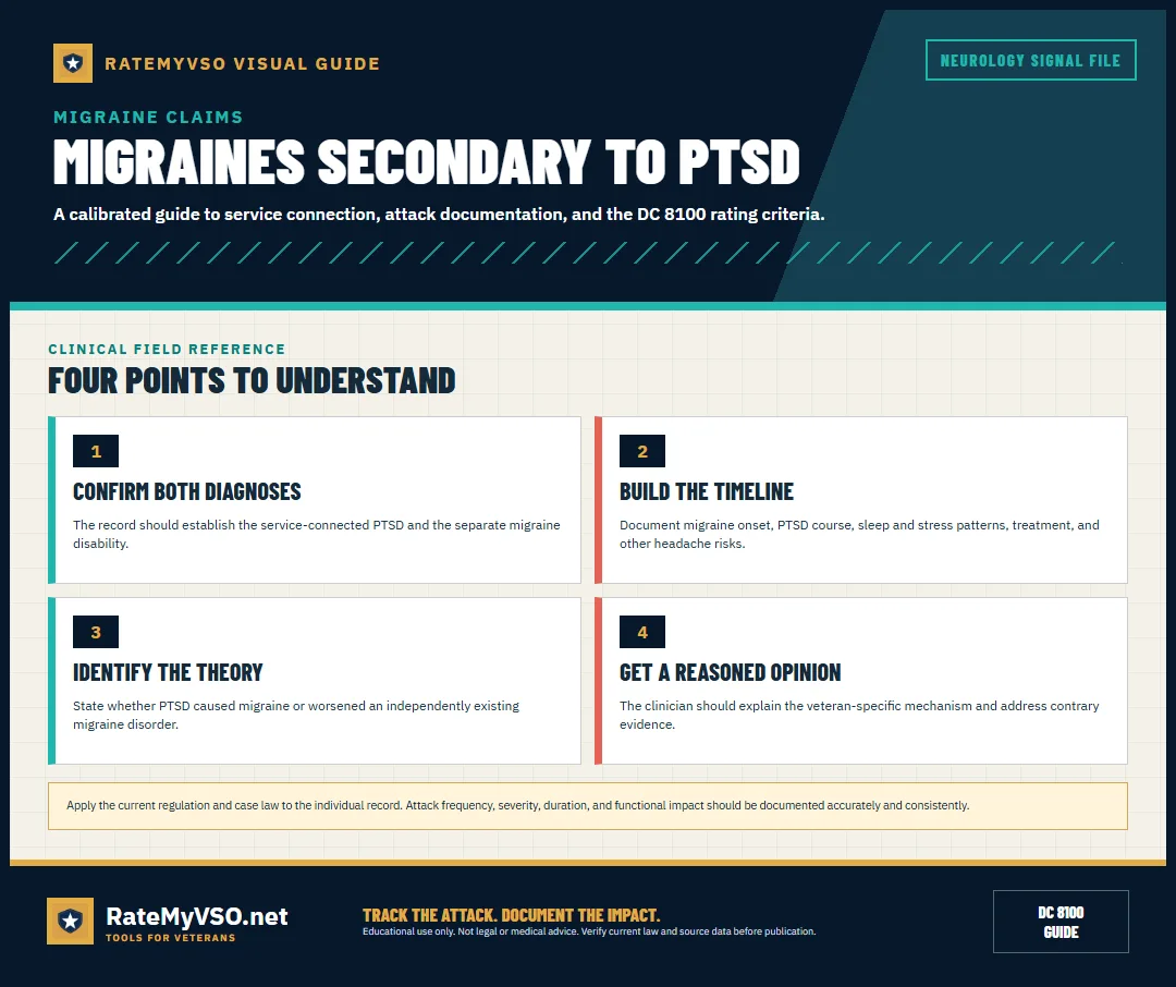 Four-step veteran-specific secondary-service-connection guide.