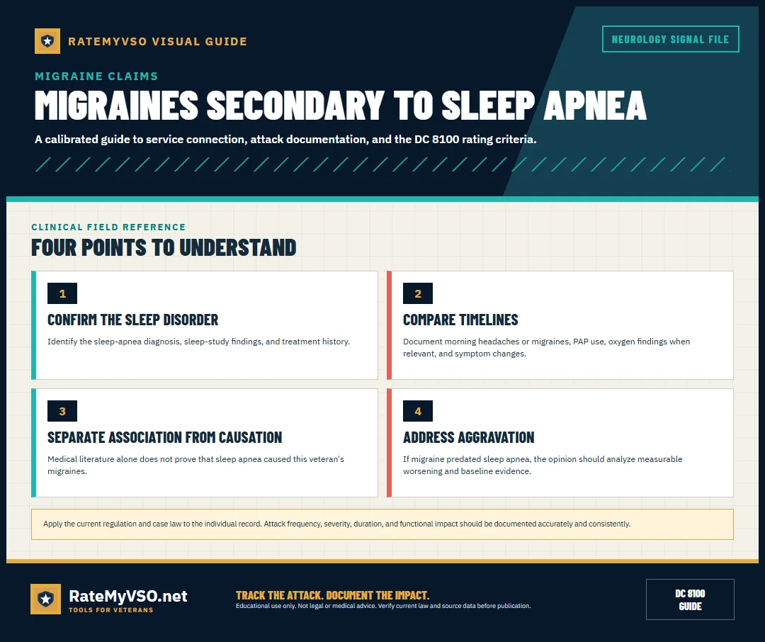 Four-step guide covering sleep evidence, timing, causation, and aggravation.