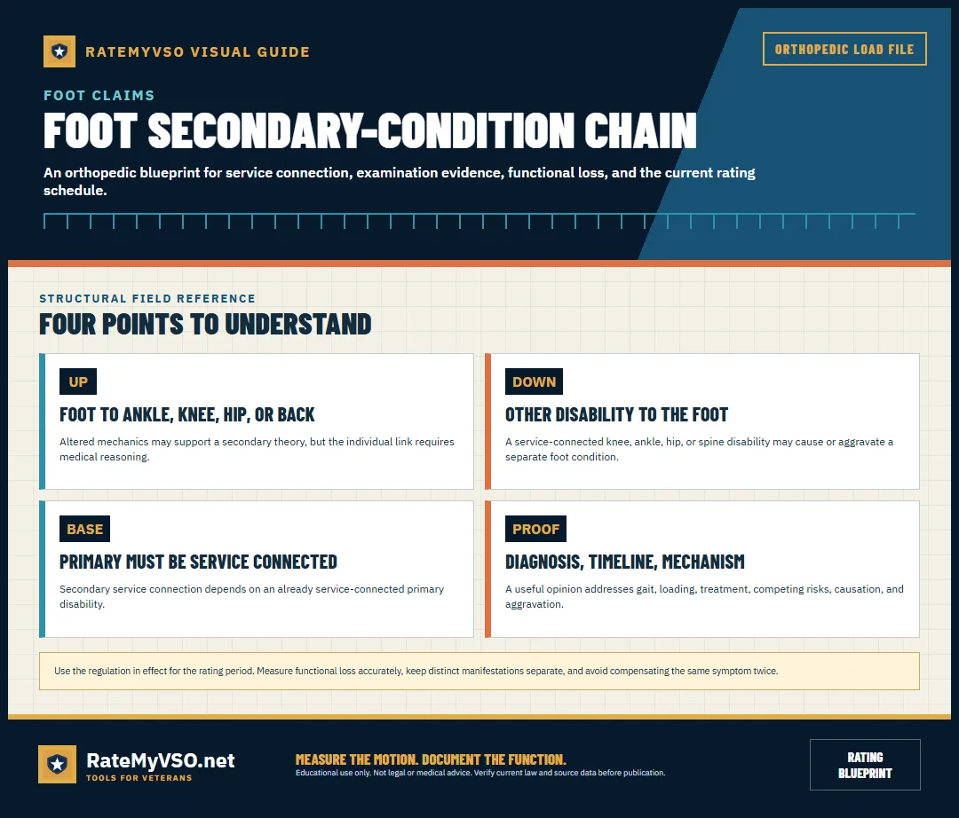 Foot-to-joint and joint-to-foot secondary pathways with medical-link requirements.