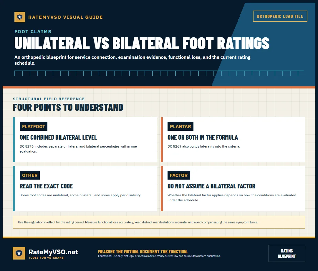 Laterality treatment under flatfoot, plantar fasciitis, and other codes.