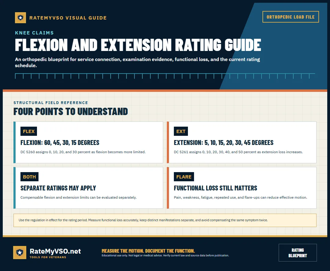 Knee bending and straightening thresholds with separate-rating and flare cautions.