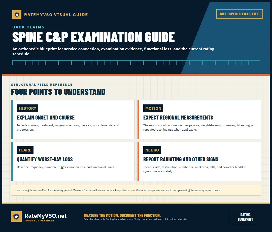 History, motion testing, flare loss, and neurologic signs.